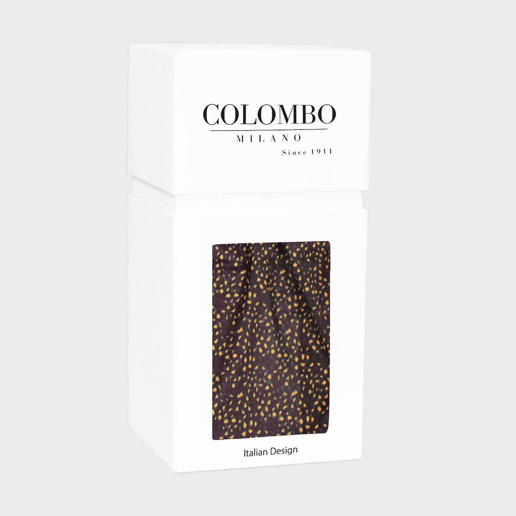 Scatola regalo -pashmina stampa a piccole macchie senape - marrone