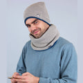 Cappello e sciarpa ad anello misto lana con bordo - Made in Italy - ecrù
