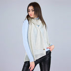 Stola traforata con lurex - Made in Italy - panna
