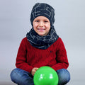 Cappello e sciarpa ad anello fantasia - blu