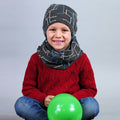 Cappello e sciarpa ad anello fantasia - grigio