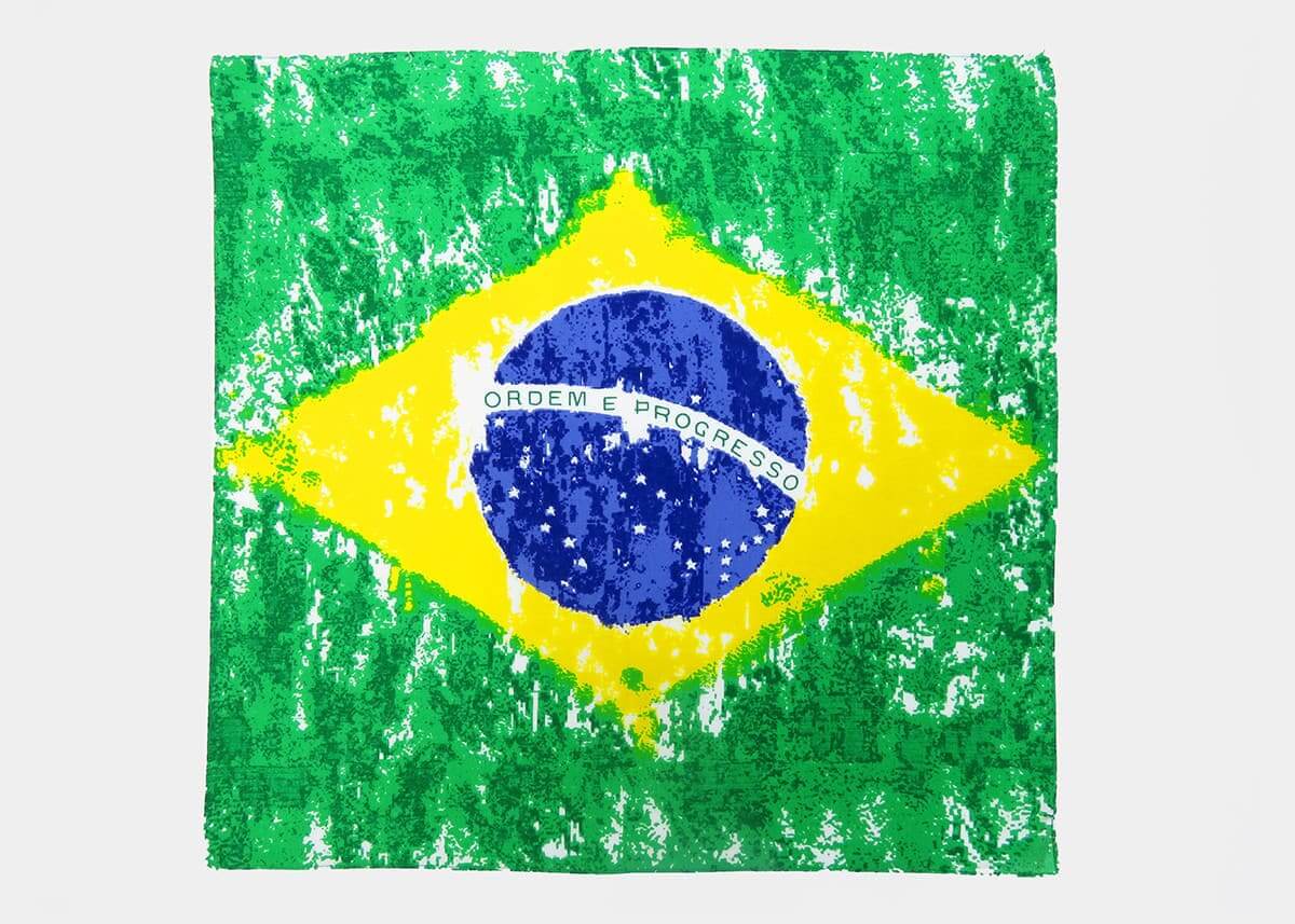 Modello - Brasil - bandana di cotone con bandiera brasiliana vintage stampata