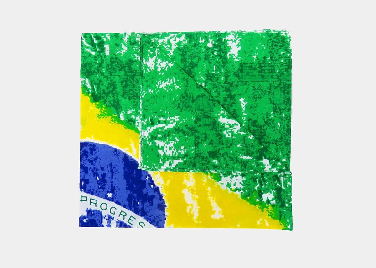 Dettaglio - Brasil - bandana di cotone con bandiera brasiliana vintage stampata