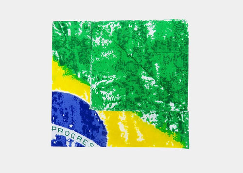 Dettaglio - Brasil - bandana di cotone con bandiera brasiliana vintage stampata
