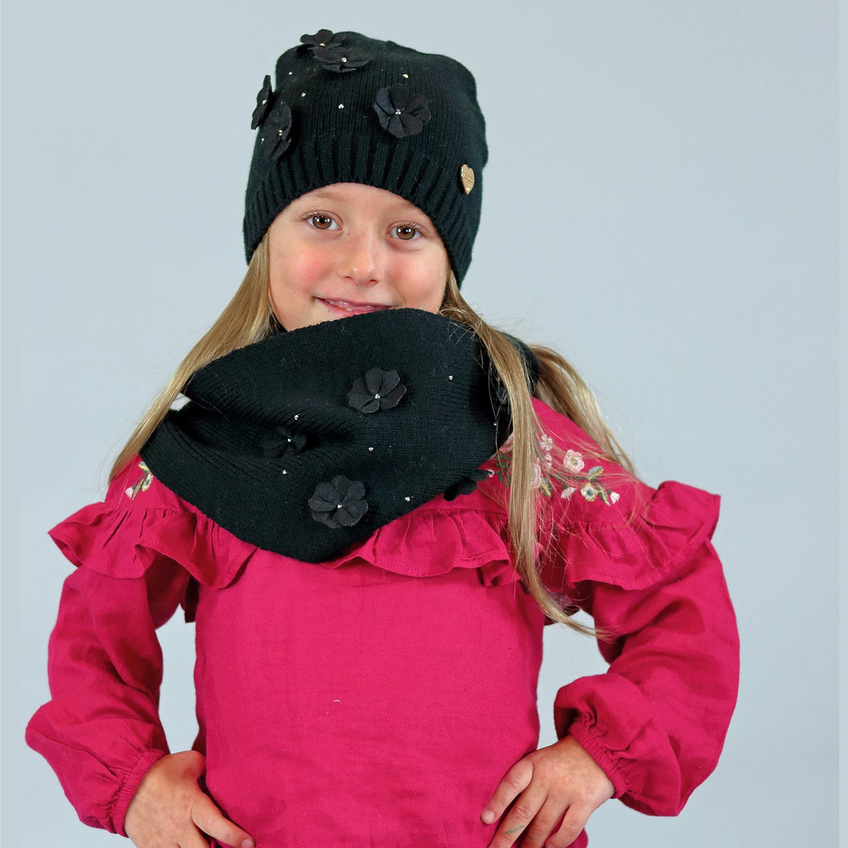 Set bimba con fiori e strass applicati - 2/5a