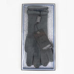 Guanti donna extra morbidi in scatola regalo fondo glitter grigio