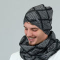 Cappello da uomo a filato ritorto con motivo a rombi