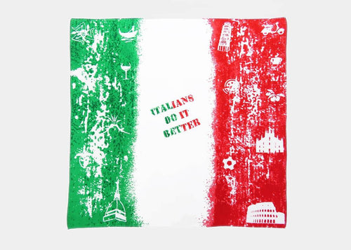 Modello - Italia - bandana di cotone con bandiera italiana vintage stampata
