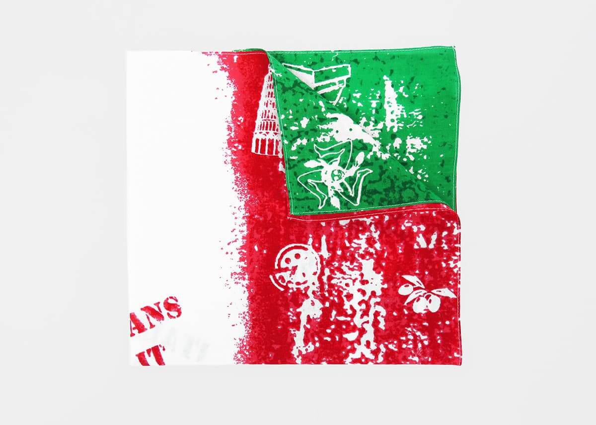 Dettaglio - Italia - bandana di cotone con bandiera italiana vintage stampata