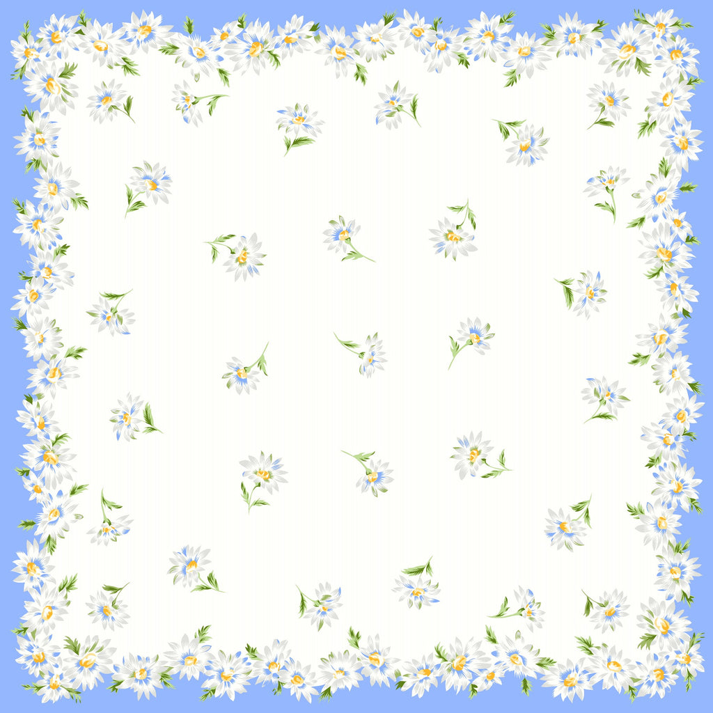 variante blu Virginia - fazzoletti di cotone da donna con fantasia di margherite.