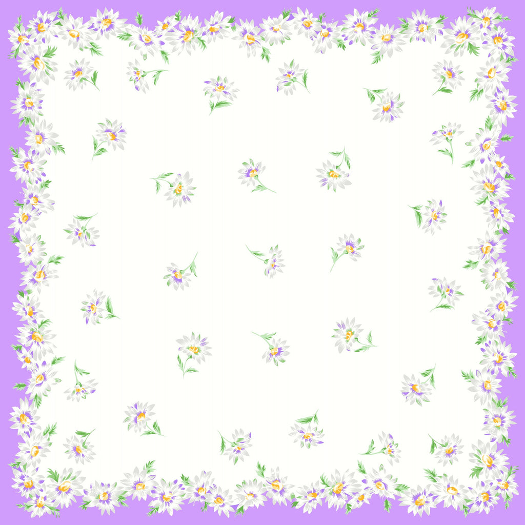 variante lilla Virginia - fazzoletti di cotone da donna con fantasia di margherite.
