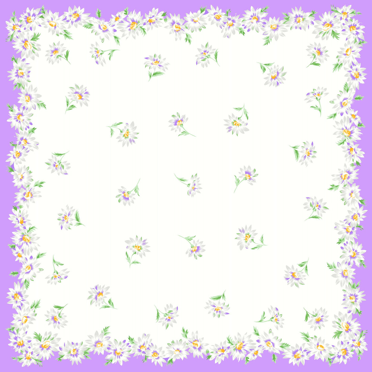 variante lilla Virginia - fazzoletti di cotone da donna con fantasia di margherite.
