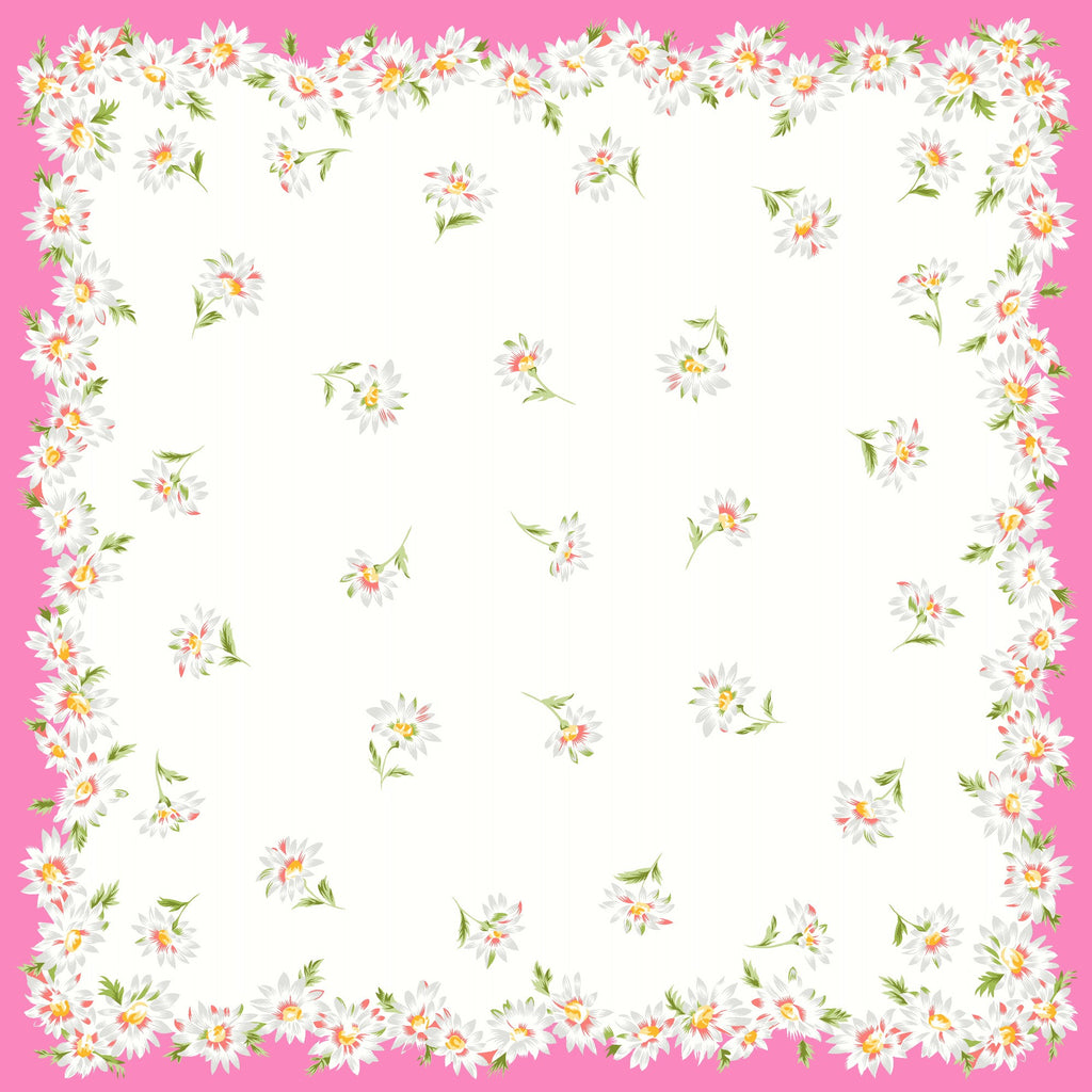 variante rosa Virginia - fazzoletti di cotone da donna con fantasia di margherite.