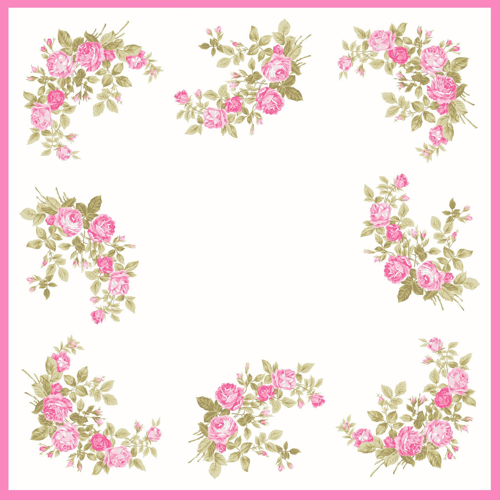 variante rosa Virginia - fazzoletti di cotone da donna con fantasia di rose.
