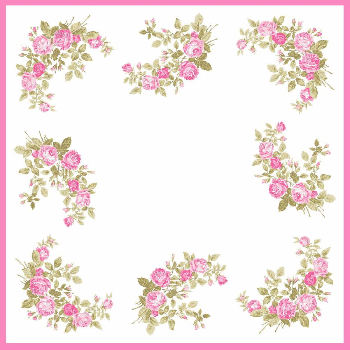 variante rosa Virginia - fazzoletti di cotone da donna con fantasia di rose.