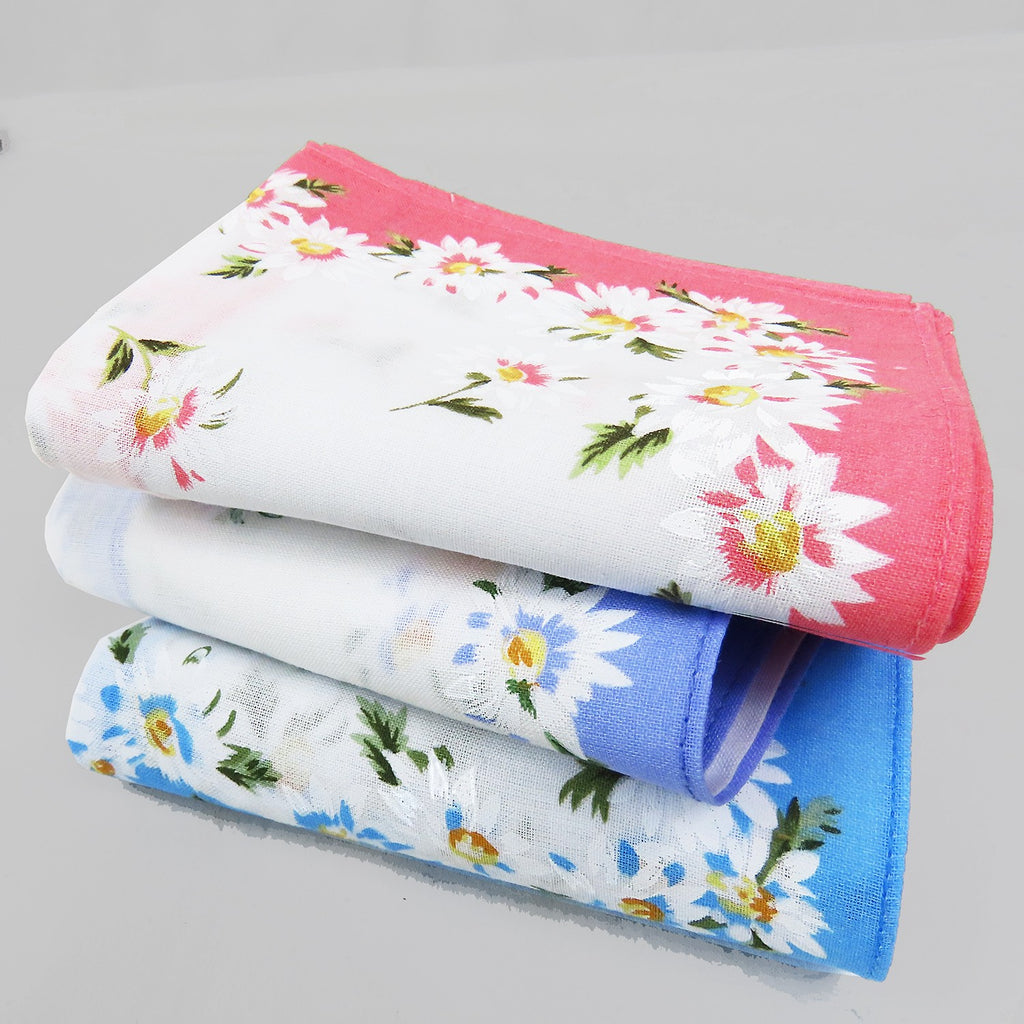 Varianti - Virginia - fazzoletti di cotone da donna con fantasia di margherite.