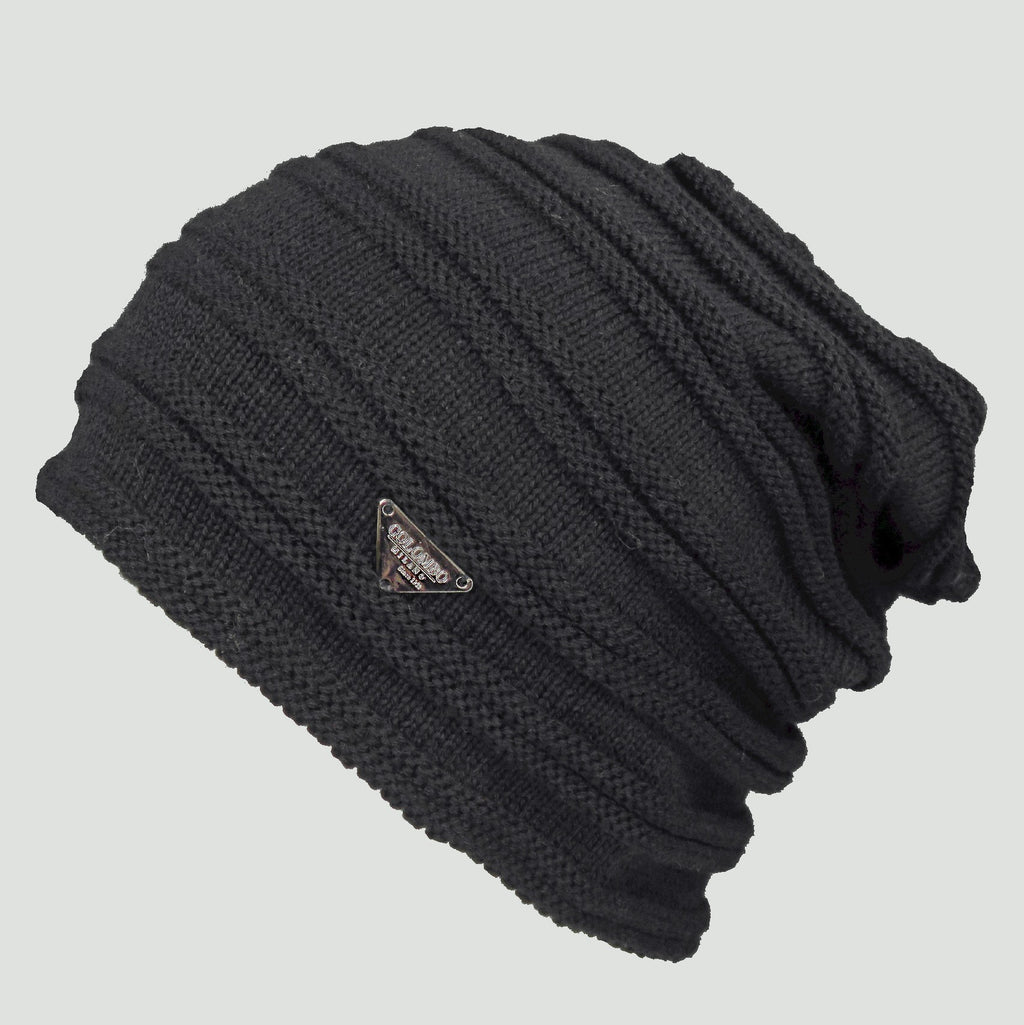 Cappello da uomo a doppie coste nero