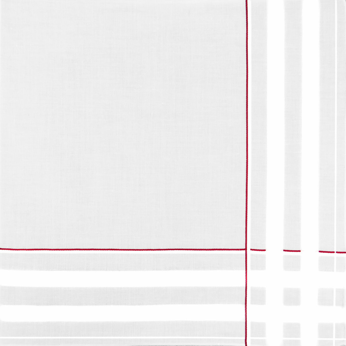 Sangallo rosso - fazzoletti di cotone da uomo con incroci di spesse righe di raso e righe colorate e Orlo a Mano