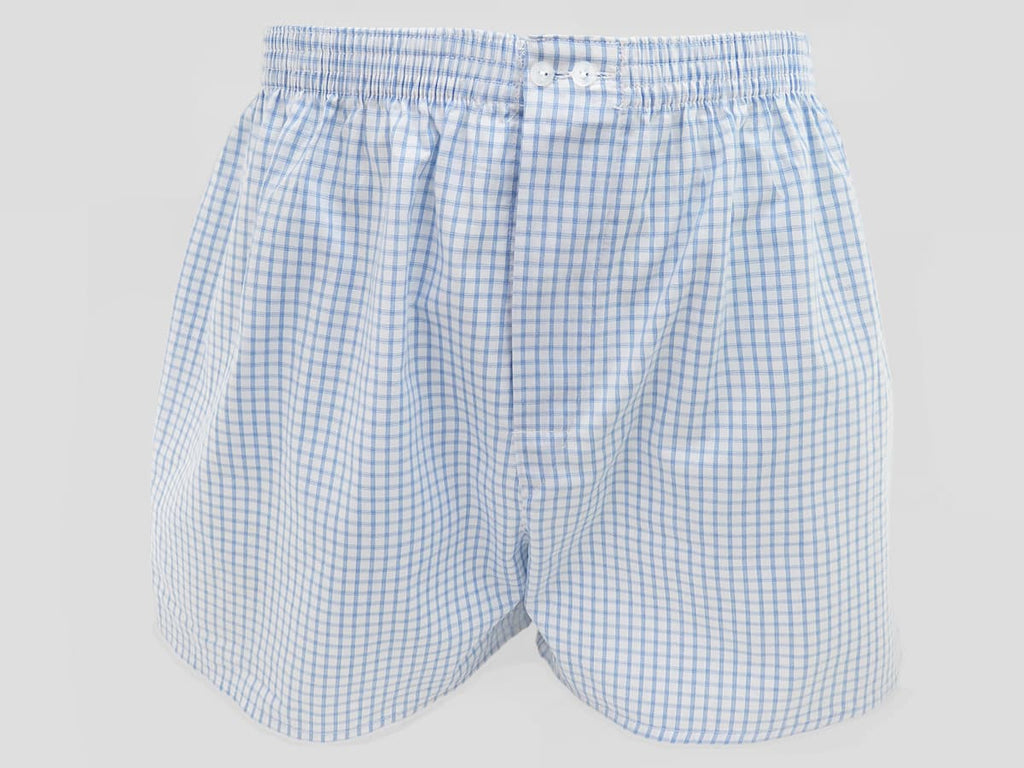 Modello -Boxer da uomo a quadretti celesti - taglie forti 100% cotone