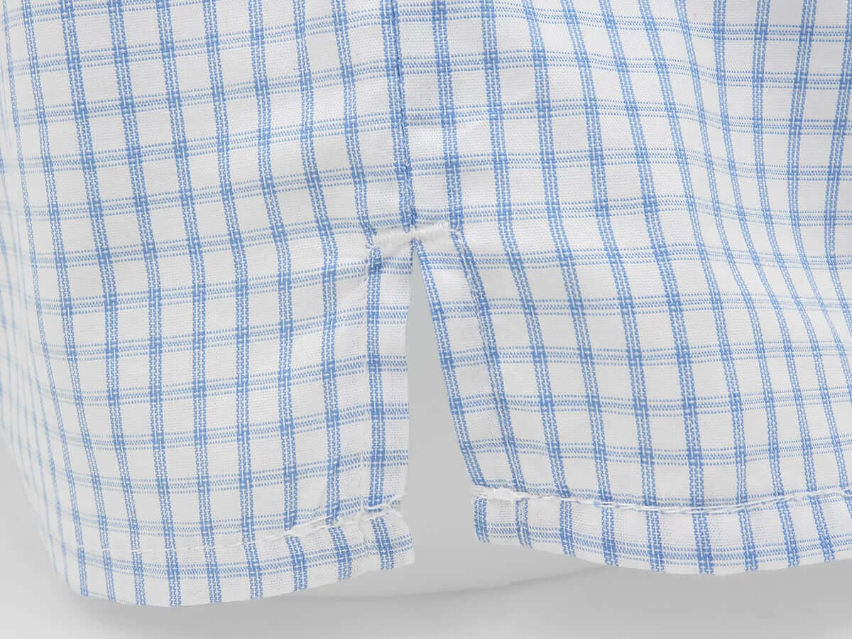 Dettaglio spacco - Kent -Boxer da uomo a quadretti celesti - taglie forti 100% cotone