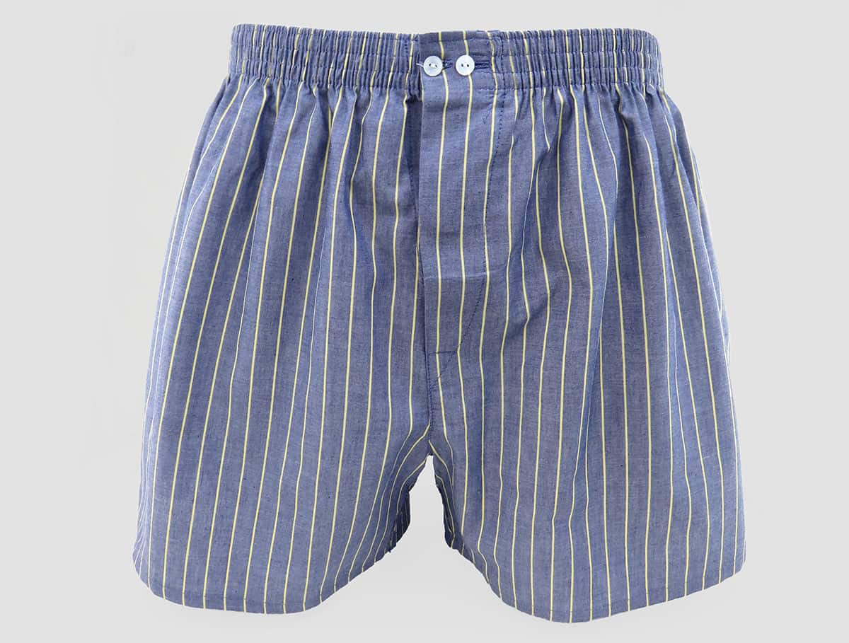 Modello - Kent - Boxer da uomo in cotone blu con righe gialle taglie forti