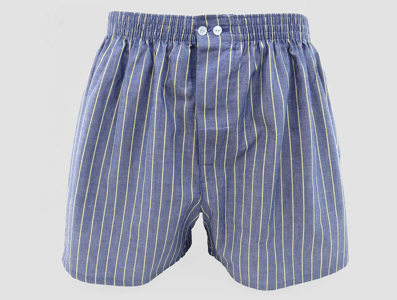 Modello - Kent - Boxer da uomo in cotone blu con righe gialle taglie forti