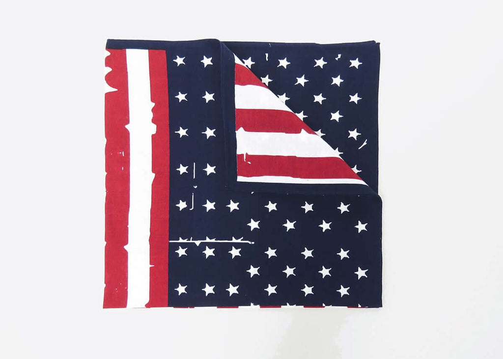 Dettaglio - USA - bandana di cotone con bandiera americana vintage stampata