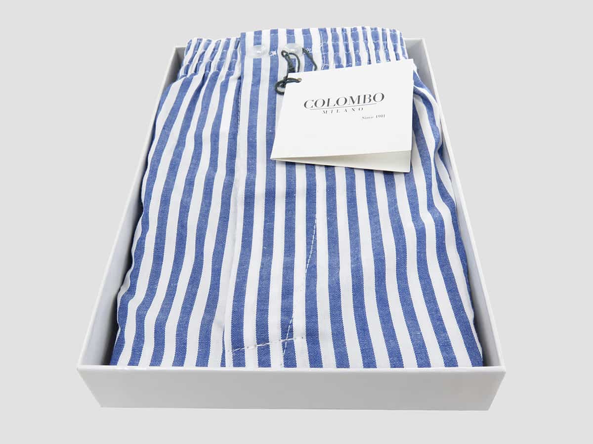 Scatola aperta - Kent - Boxer da uomo in cotone a righe bianche e blu
