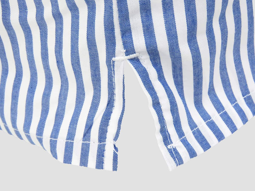 Dettaglio spacco - Kent - Boxer da uomo in cotone a righe bianche e blu