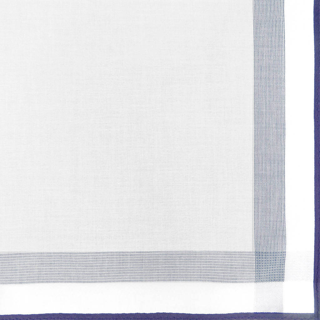 Variante blu - Parigi - fazzoletto di cotone da uomo con una spessa riga di raso e bordi colorati e Orlo Roulè