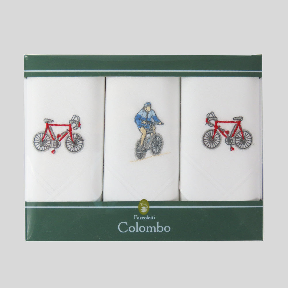 Sport ciclismo - fazzoletti ricamati e arrotolati in scatola vintage - scatola frontale