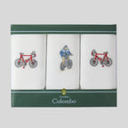 Sport ciclismo - fazzoletti ricamati e arrotolati in scatola vintage - scatola frontale