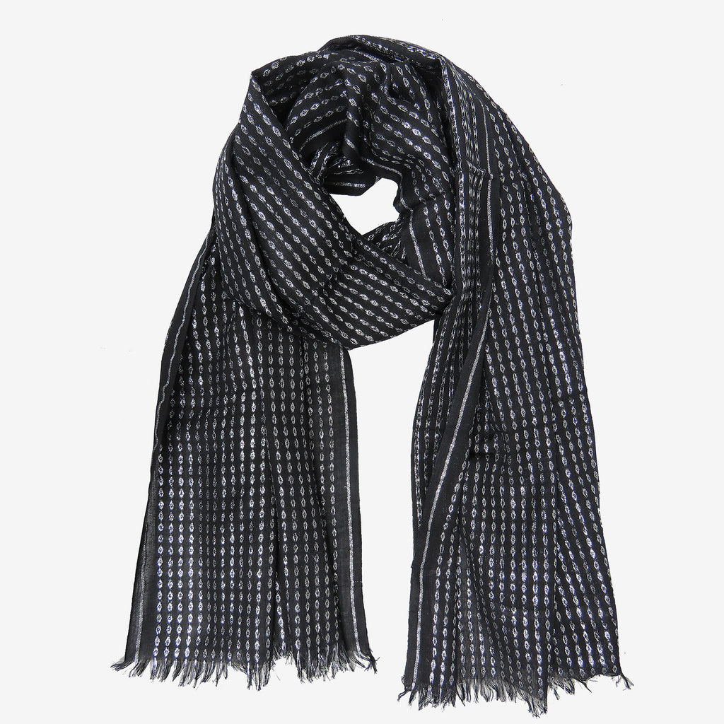 Sciarpa in viscosa jacquard con lurex argento in pochette regalo sciarpa