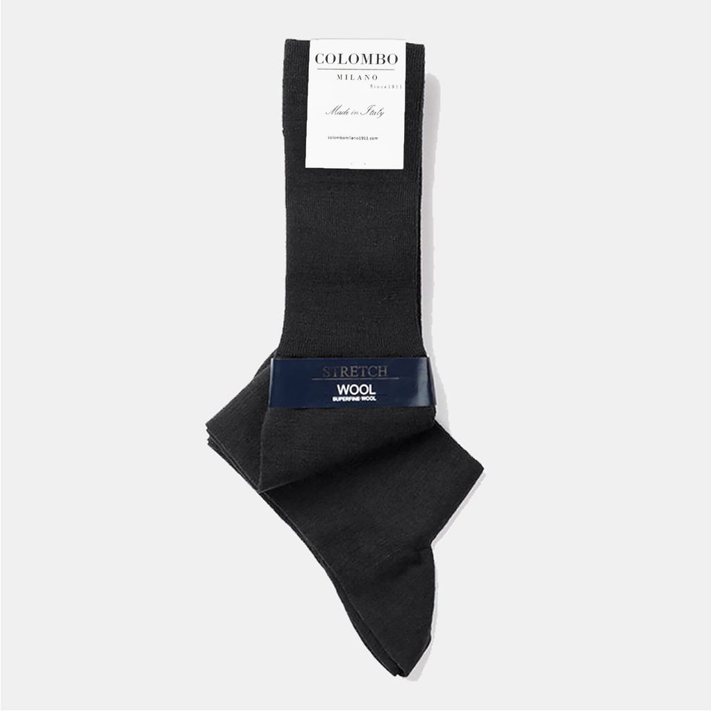 Calze lunghe in lana fine elasticizzata - Colombo Milano 1911 - nero