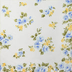 Variante blu - Giulia - fazzoletti di cotone da donna con stampe di rose su fondo avorio
