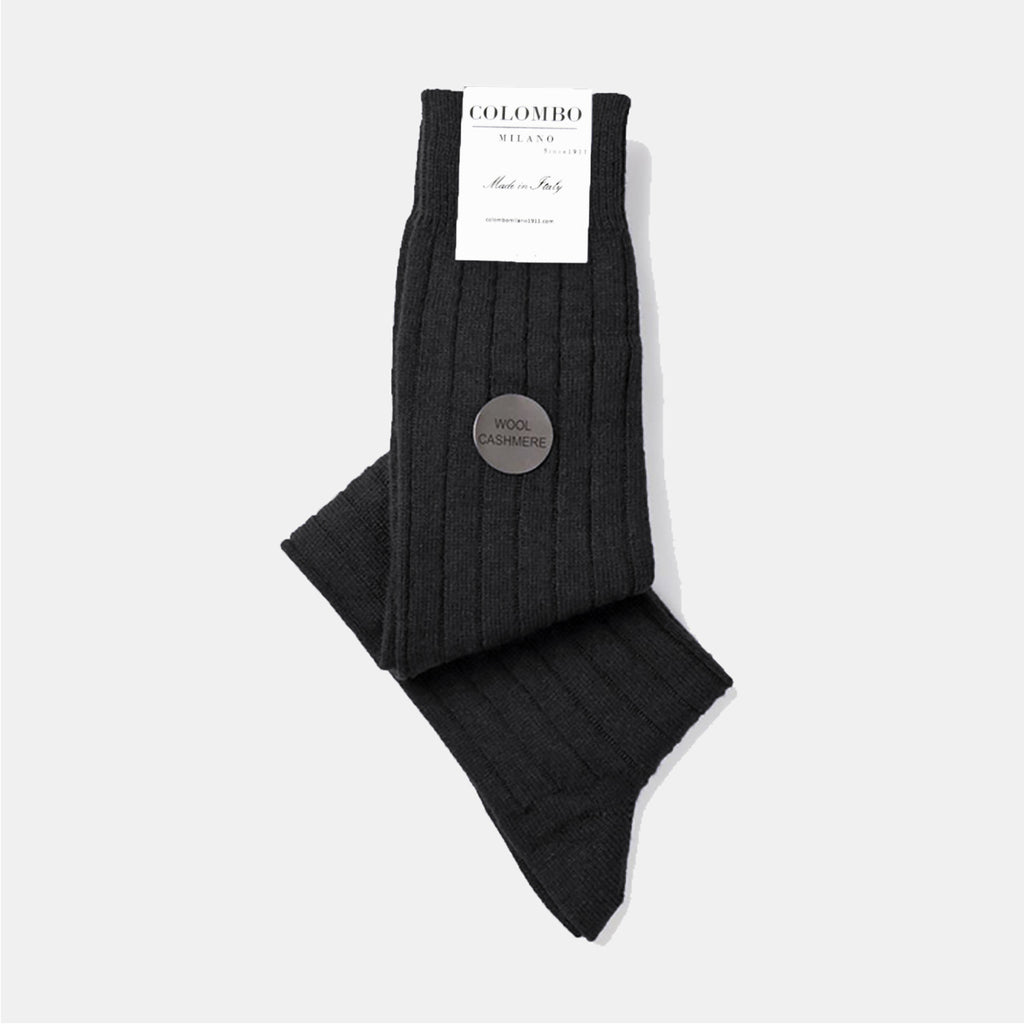 Calze lunghe a costa in Cashmere - Colombo Milano 1911 - nero