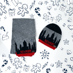 Completo bimbo skyline di New York flat lay