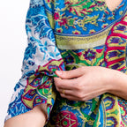 Copricostume etnico in cotone azzurro dettaglio