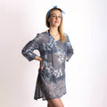 Copricostume foglie e fiori in cotone blu carta da zucchero