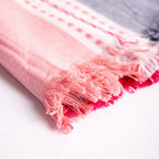 Telo mare righine rosa e blu in cotone dettaglio