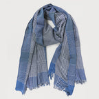 Sciarpa pied de poule fine colori chiari - in scatola regalo denim