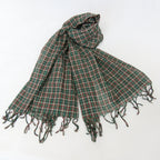 Sciarpa scozzese verde con frange - 100% cotone
