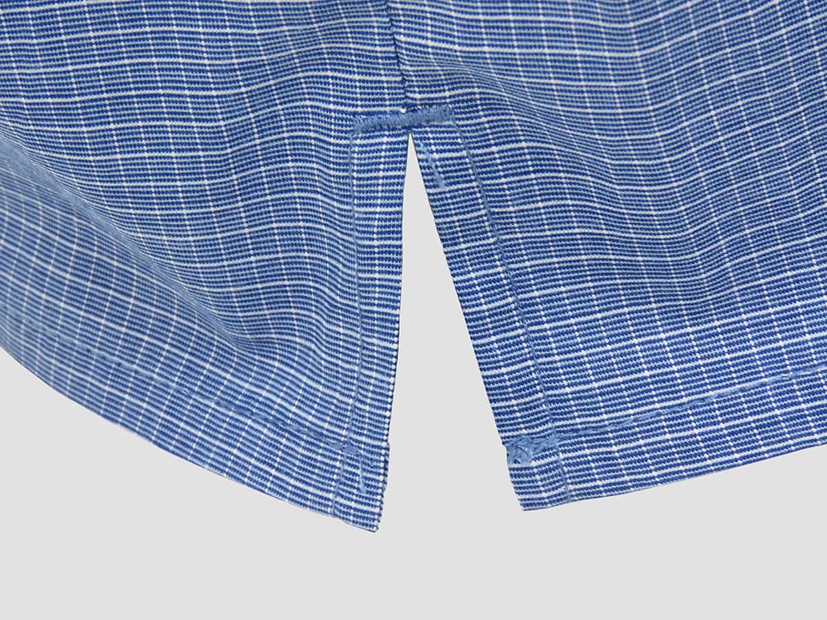 Dettaglio spacco - Kent - Boxer da uomo in cotone blu con quadretti bianchi taglie forti