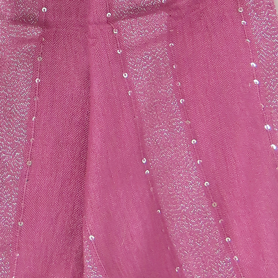 Sciarpa morbida in viscosa con paillettes rosa malva dettaglio