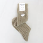 Calze lunghe a coste in Cashmere con lurex color sabbia