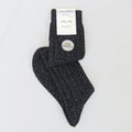 Calze nere lunghe a coste in Cashmere con lurex argento