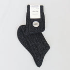 Calze nere lunghe a coste in Cashmere con lurex argento