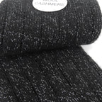 Calze nere lunghe a coste in Cashmere con lurex argento dettaglio