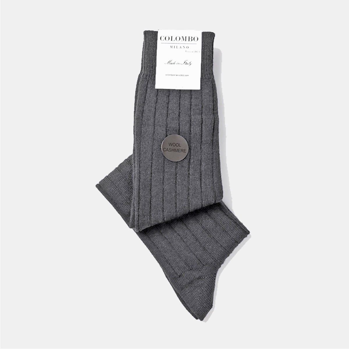 Calze lunghe a costa in Cashmere - Colombo Milano 1911 - grigio
