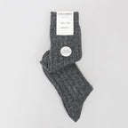 Calze grigie lunghe a coste in Cashmere con lurex argento